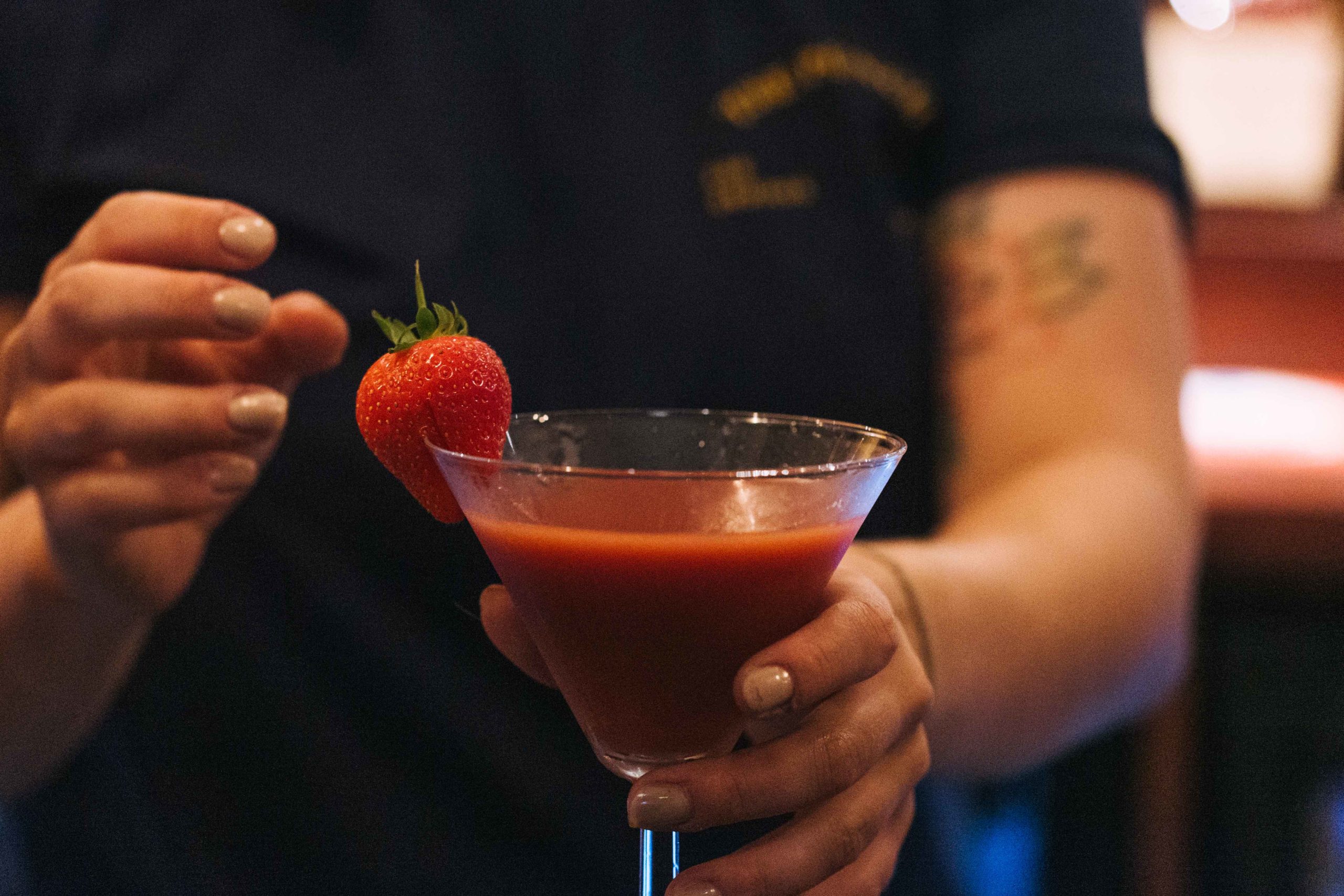 Cocktail drink with strawberry