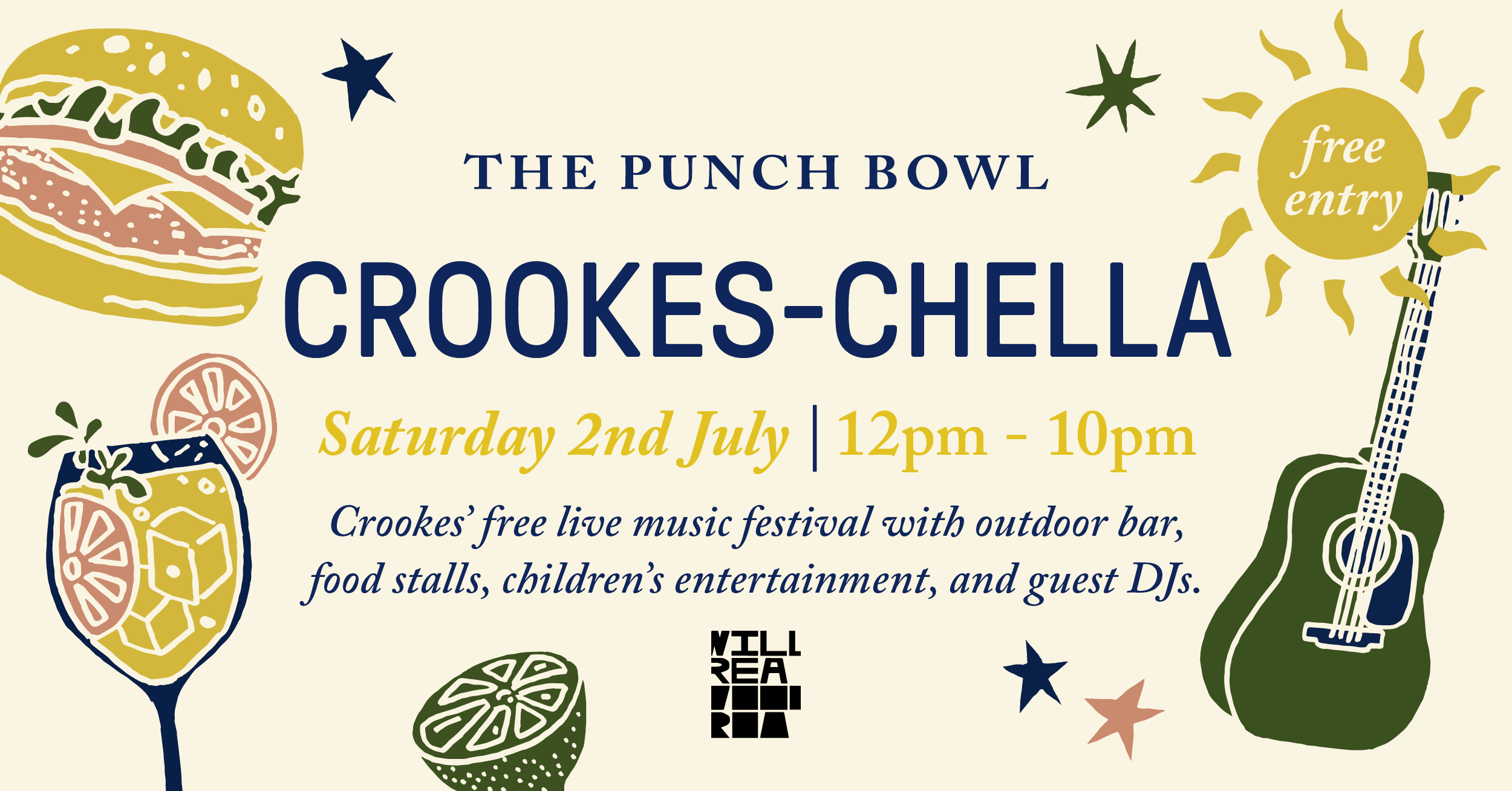 Crookes-chella at The Punch Bowl, Saturday 2nd July, 12pm - 10pm.